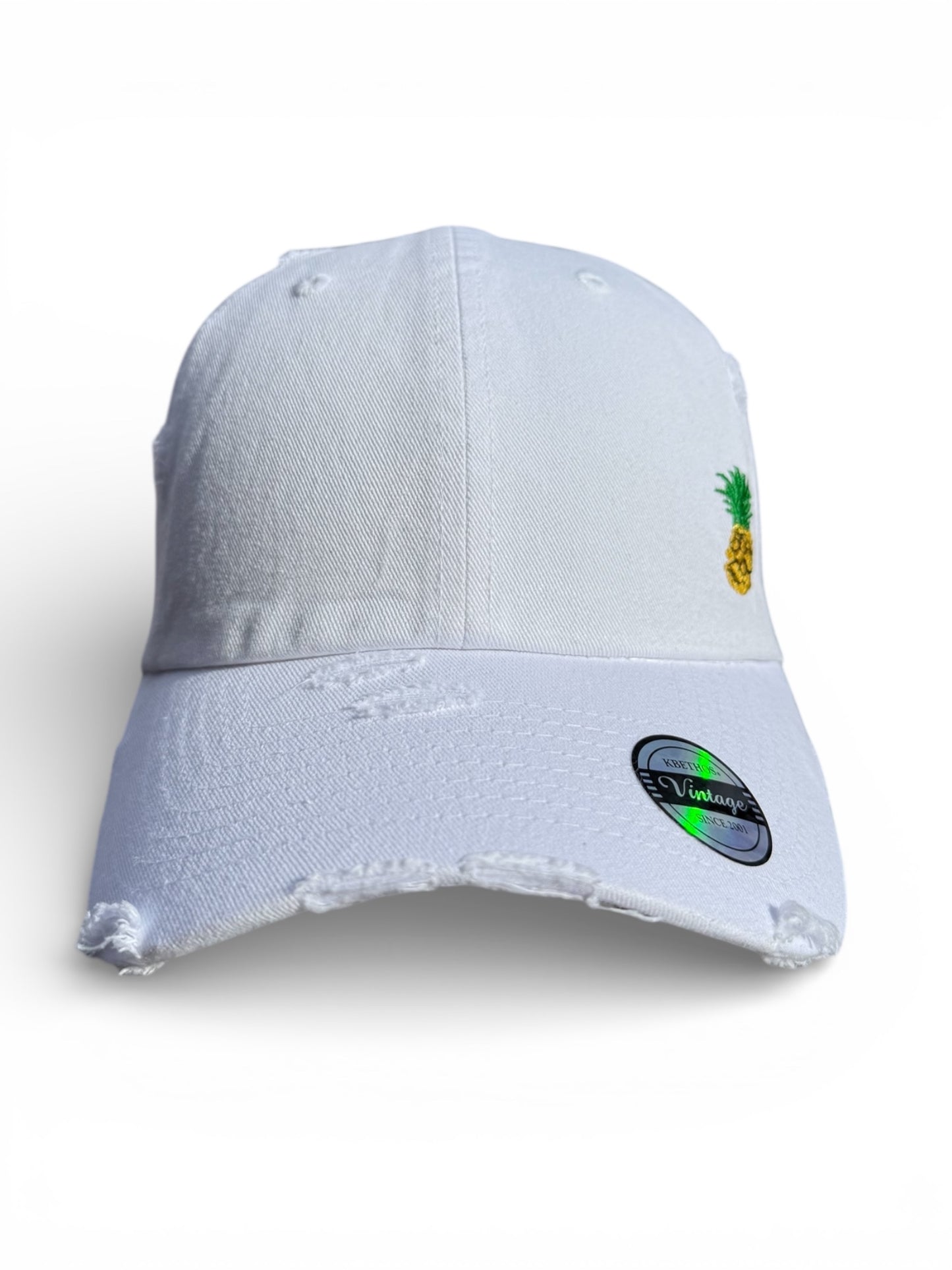 Vintage Distressed Dad Hat with Embroidered Pineapple