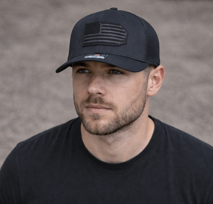 Richardson 112 hat with black leather American flag design, high quality caps American style