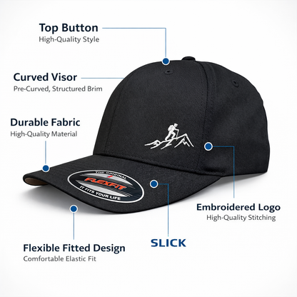 Hiking Hat for Men & Women – Flex Fit Stretch Black Cap – Outdoor Hiking Hat – Structured Performance Baseball Cap qorgeous