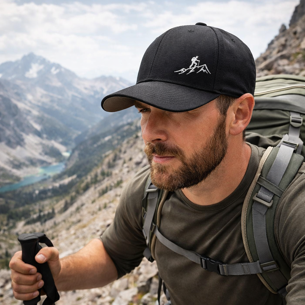 Hiking Hat for Men & Women – Flex Fit Stretch Black Cap – Outdoor Hiking Hat – Structured Performance Baseball Cap qorgeous
