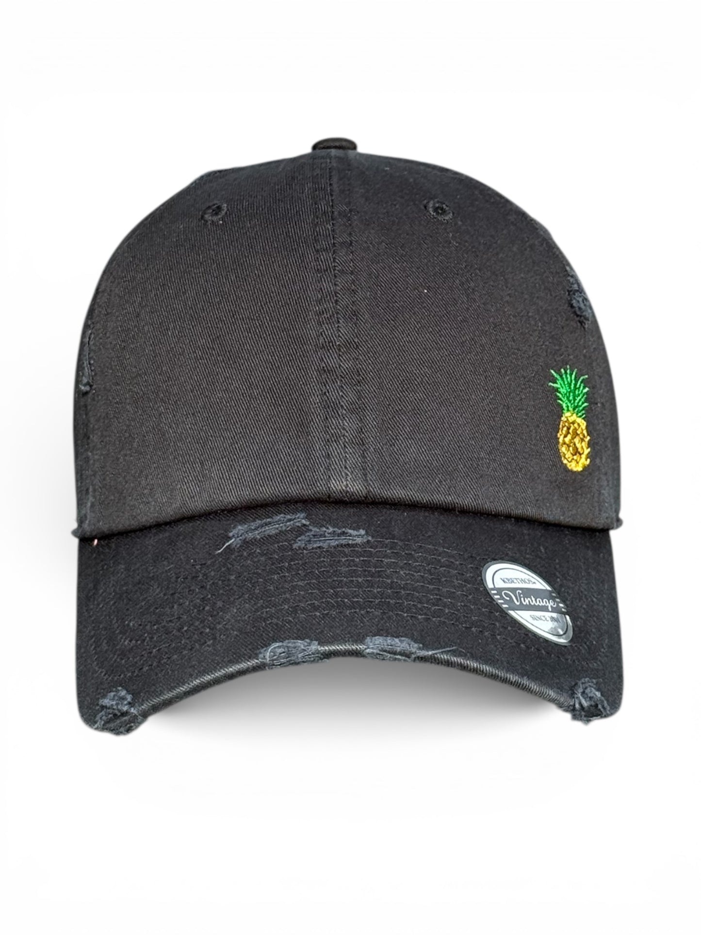 Vintage Distressed Dad Hat with Embroidered Pineapple