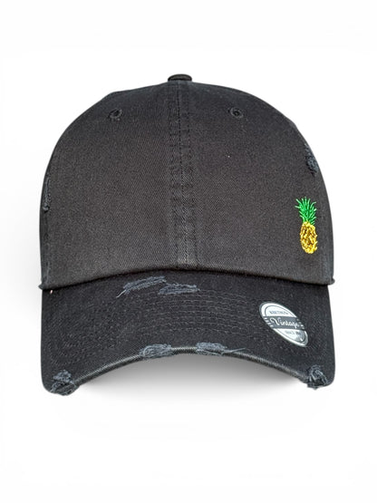 Vintage Distressed Dad Hat with Embroidered Pineapple