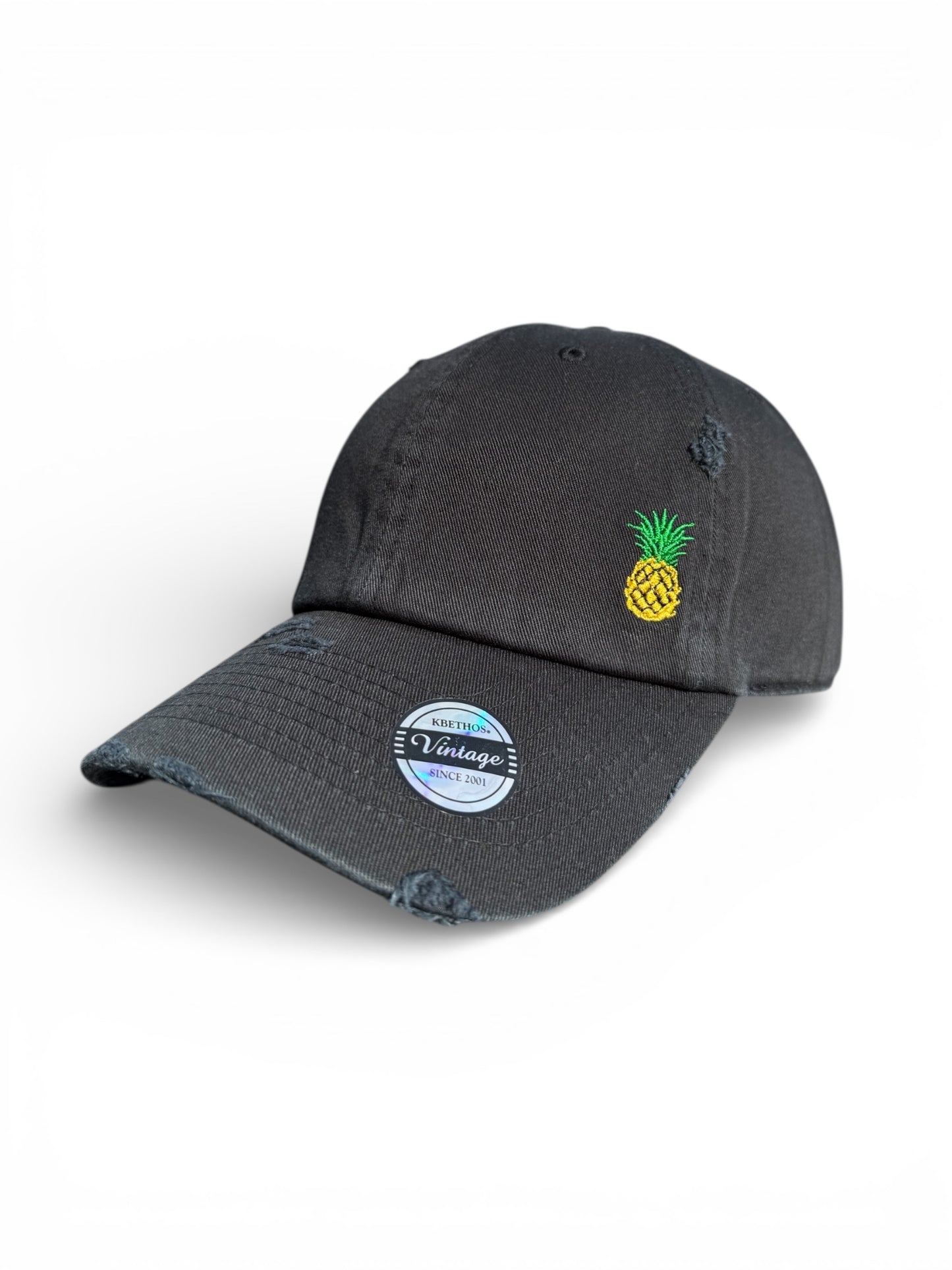 Vintage Distressed Dad Hat with Embroidered Pineapple
