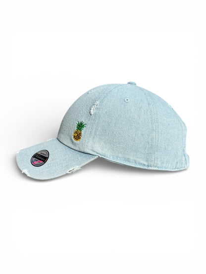 Vintage Distressed Dad Hat with Embroidered Pineapple