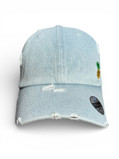 Vintage Distressed Dad Hat with Embroidered Pineapple
