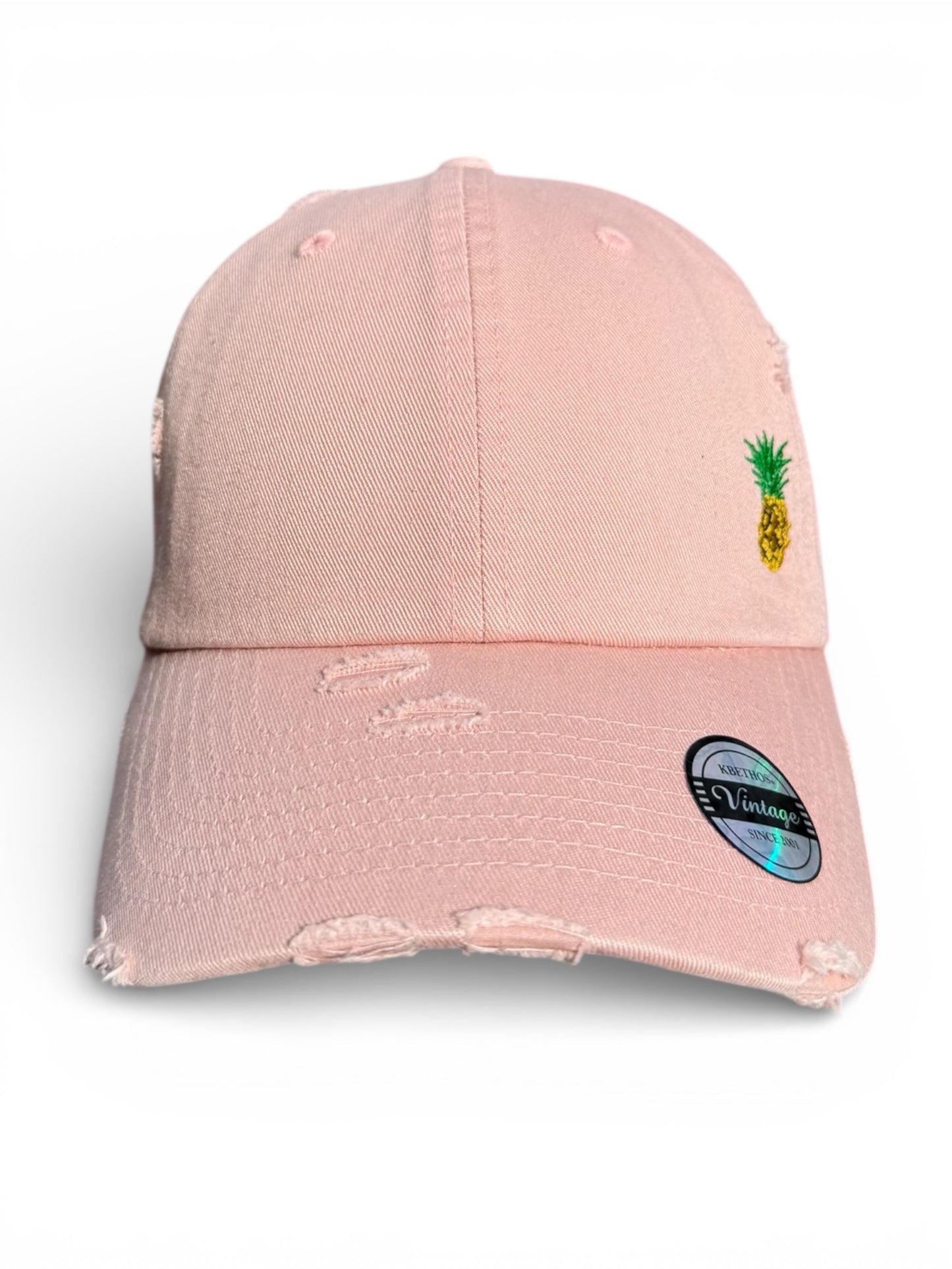 Vintage Distressed Dad Hat with Embroidered Pineapple