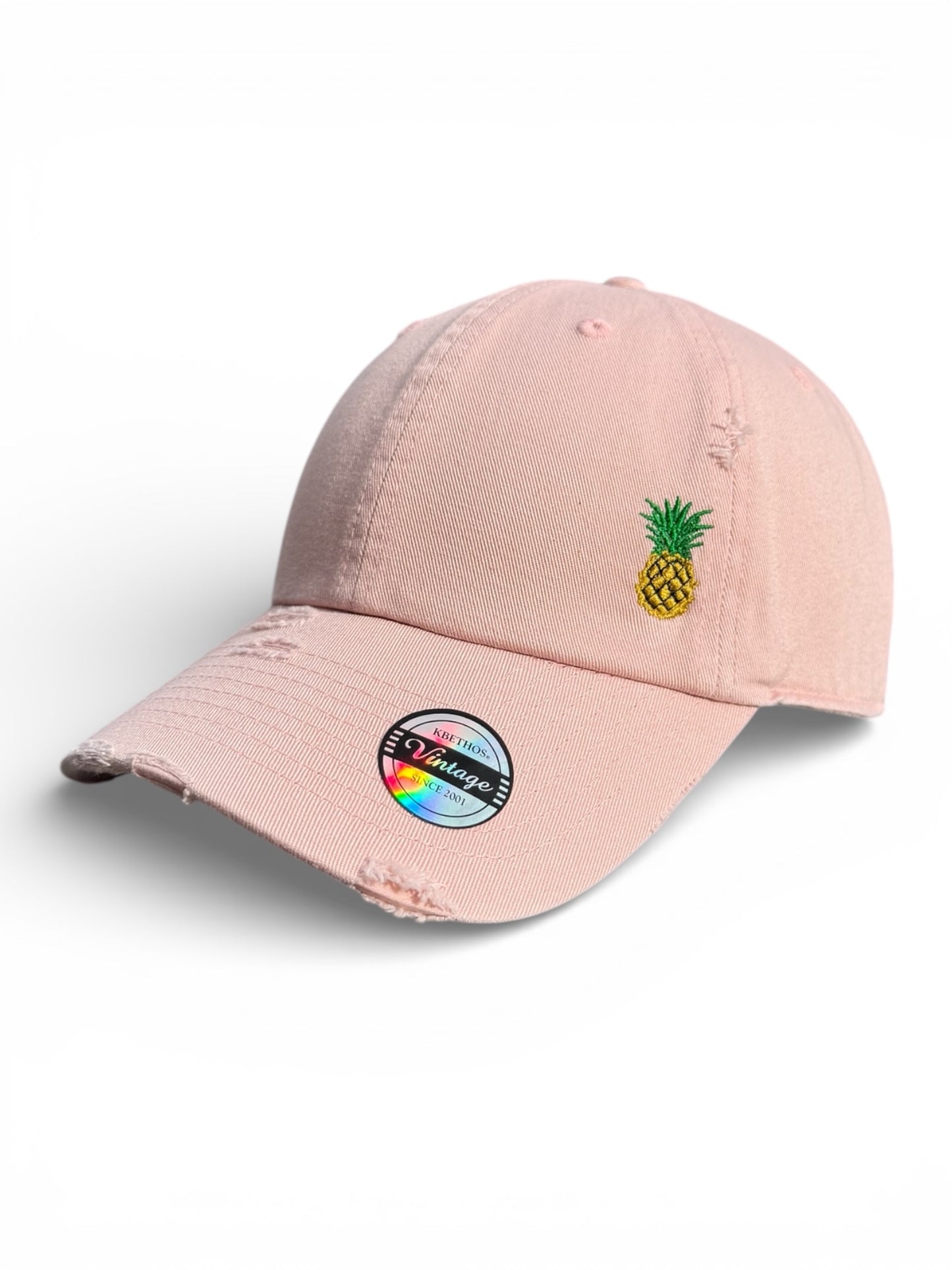Vintage Distressed Dad Hat with Embroidered Pineapple