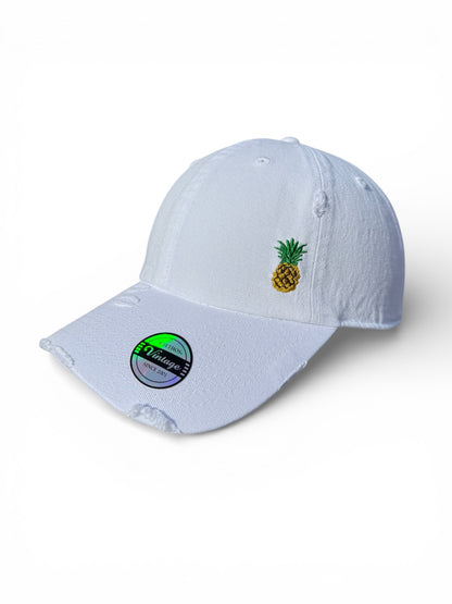 Vintage Distressed Dad Hat with Embroidered Pineapple