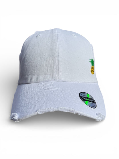 Vintage Distressed Dad Hat with Embroidered Pineapple