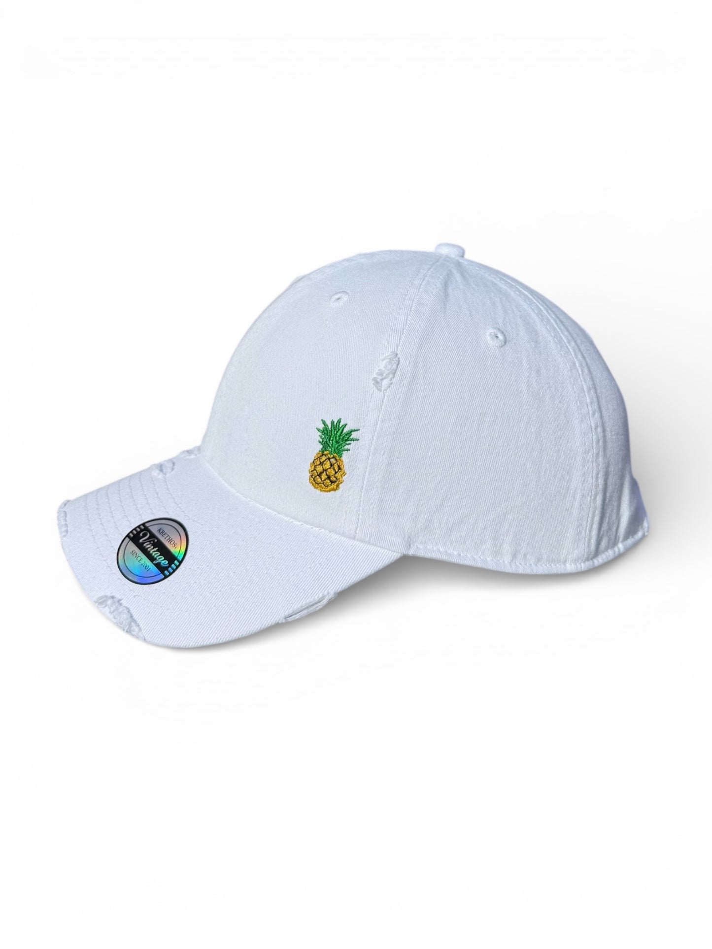 Vintage Distressed Dad Hat with Embroidered Pineapple