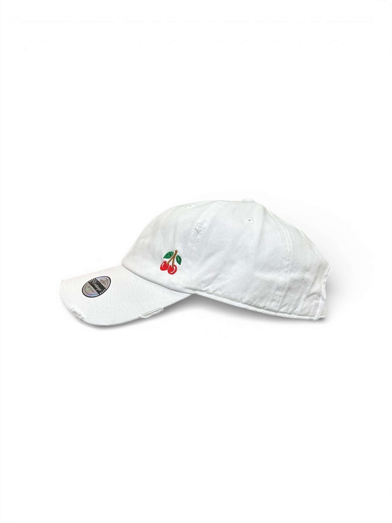 Vintage distressed dad hat with embroidered cherries, high quality dad hat in caps American style