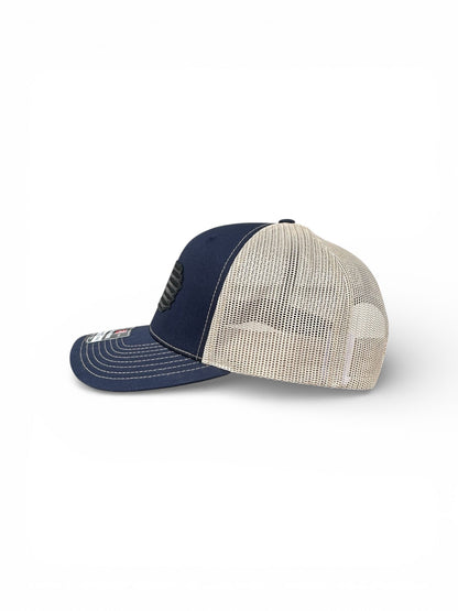 Richardson 112 hat with black leather American flag design, high quality caps American style
