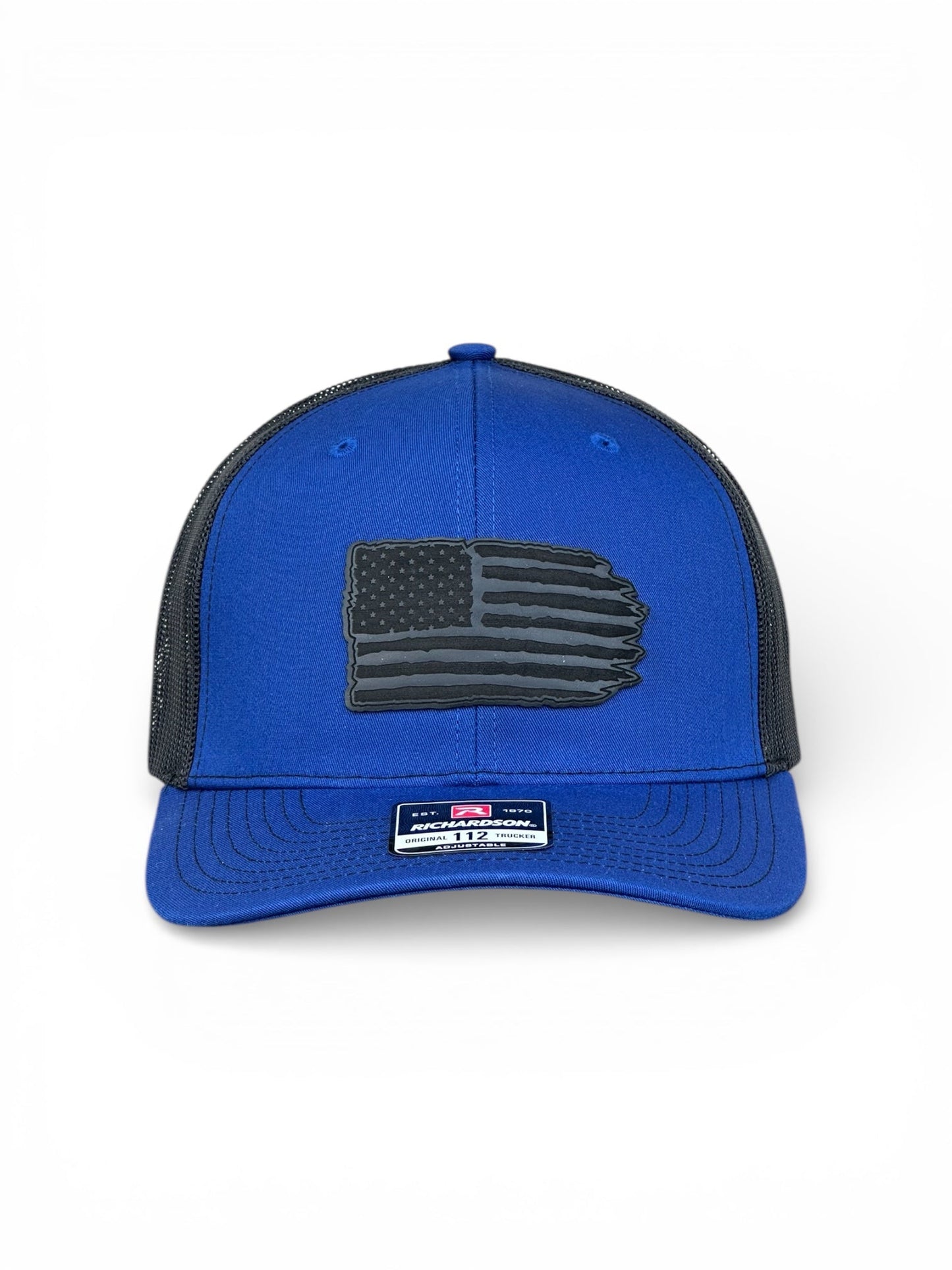 Richardson 112 hat with black leather American flag design, high quality caps American style