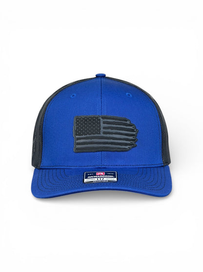Richardson 112 hat with black leather American flag design, high quality caps American style