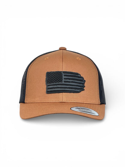Richardson 112 hat with black leather American flag design, high quality caps American style