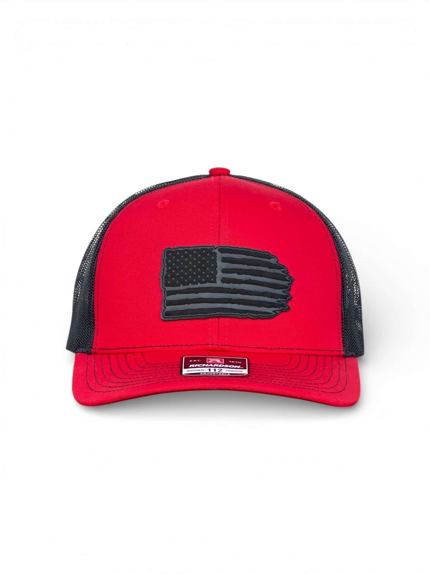 Richardson 112 hat with black leather American flag design, high quality caps American style