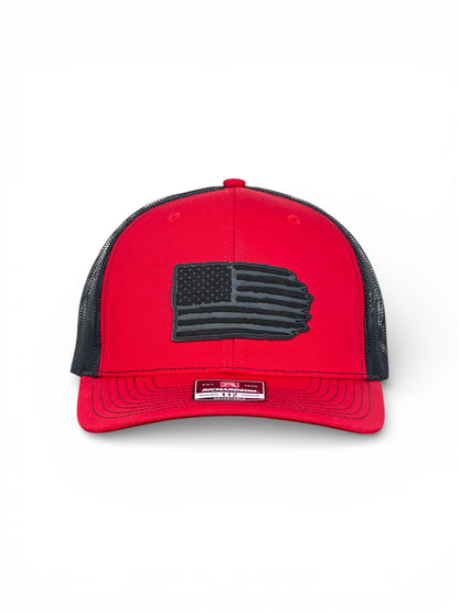 Richardson 112 hat with black leather American flag design, high quality caps American style