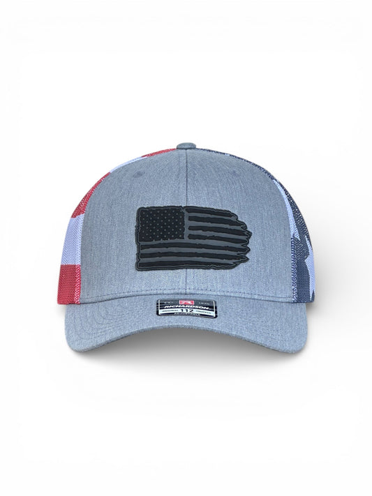 Richardson 112 hat with black leather American flag design, high quality caps American style 