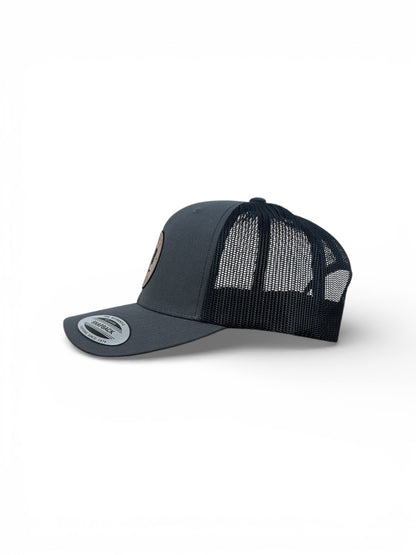 High quality snapback hat with bison leather patch, American style cap with premium leather detail
