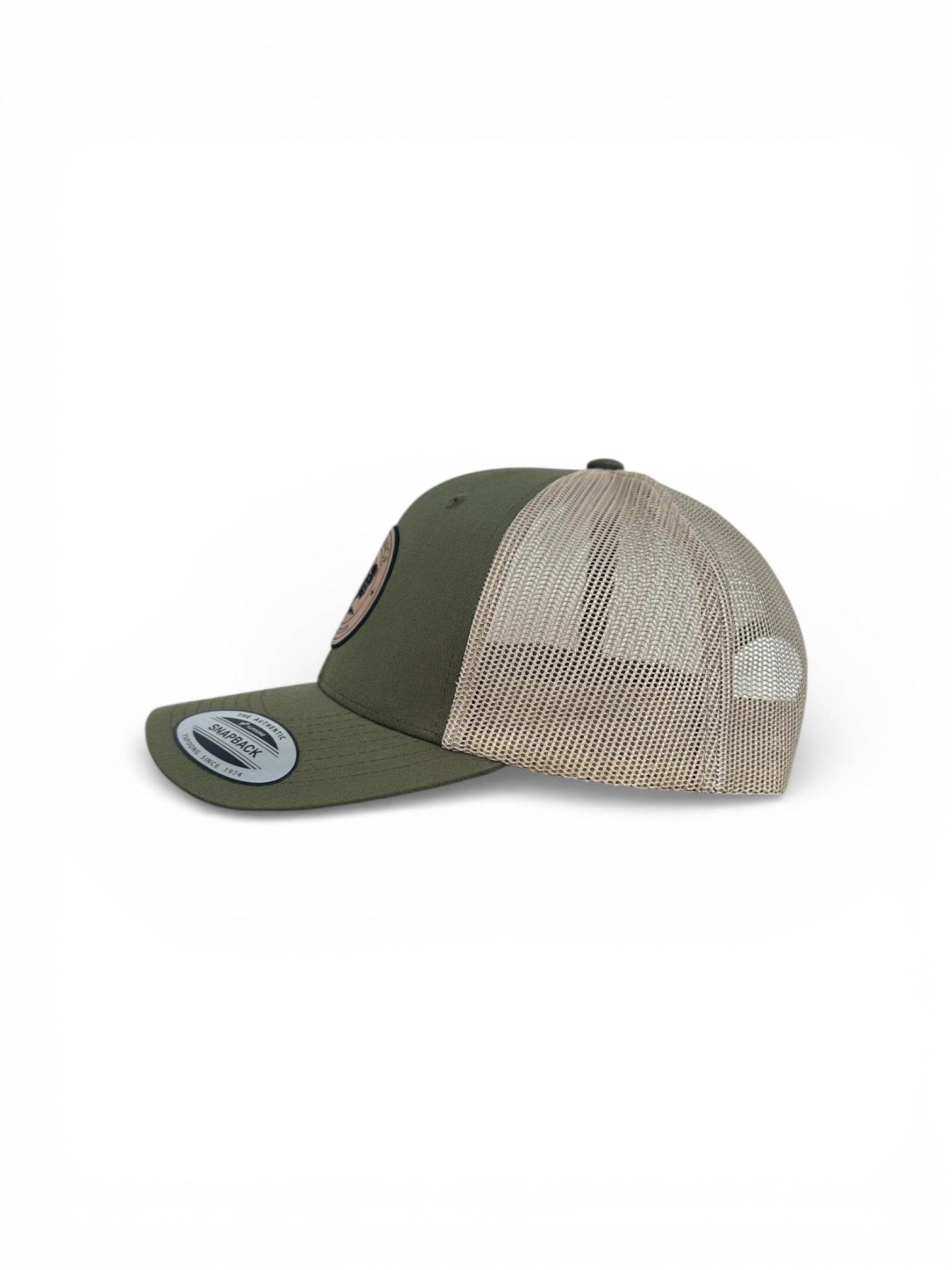 High quality snapback hat with bison leather patch, American style cap with premium leather detail