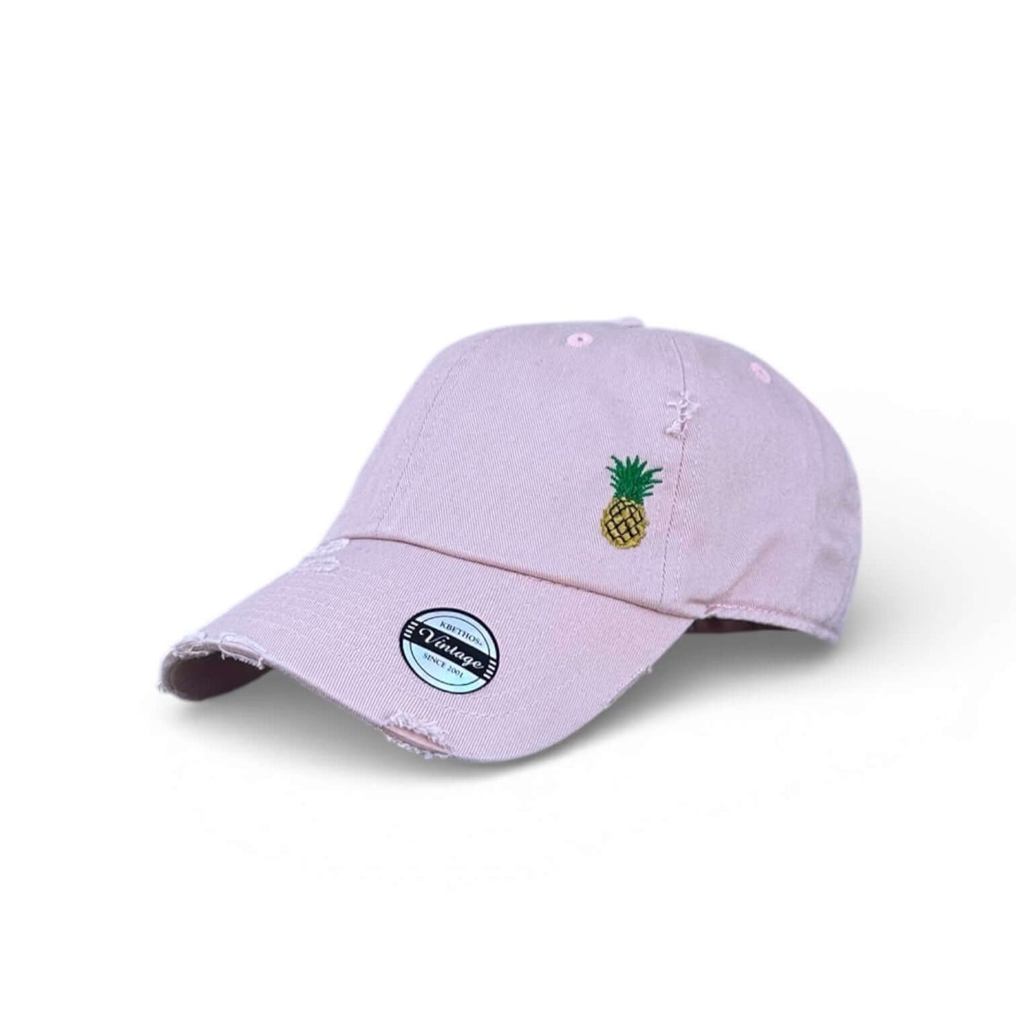 Vintage distressed dad hat with embroidered pineapple, high quality dad hat caps American style