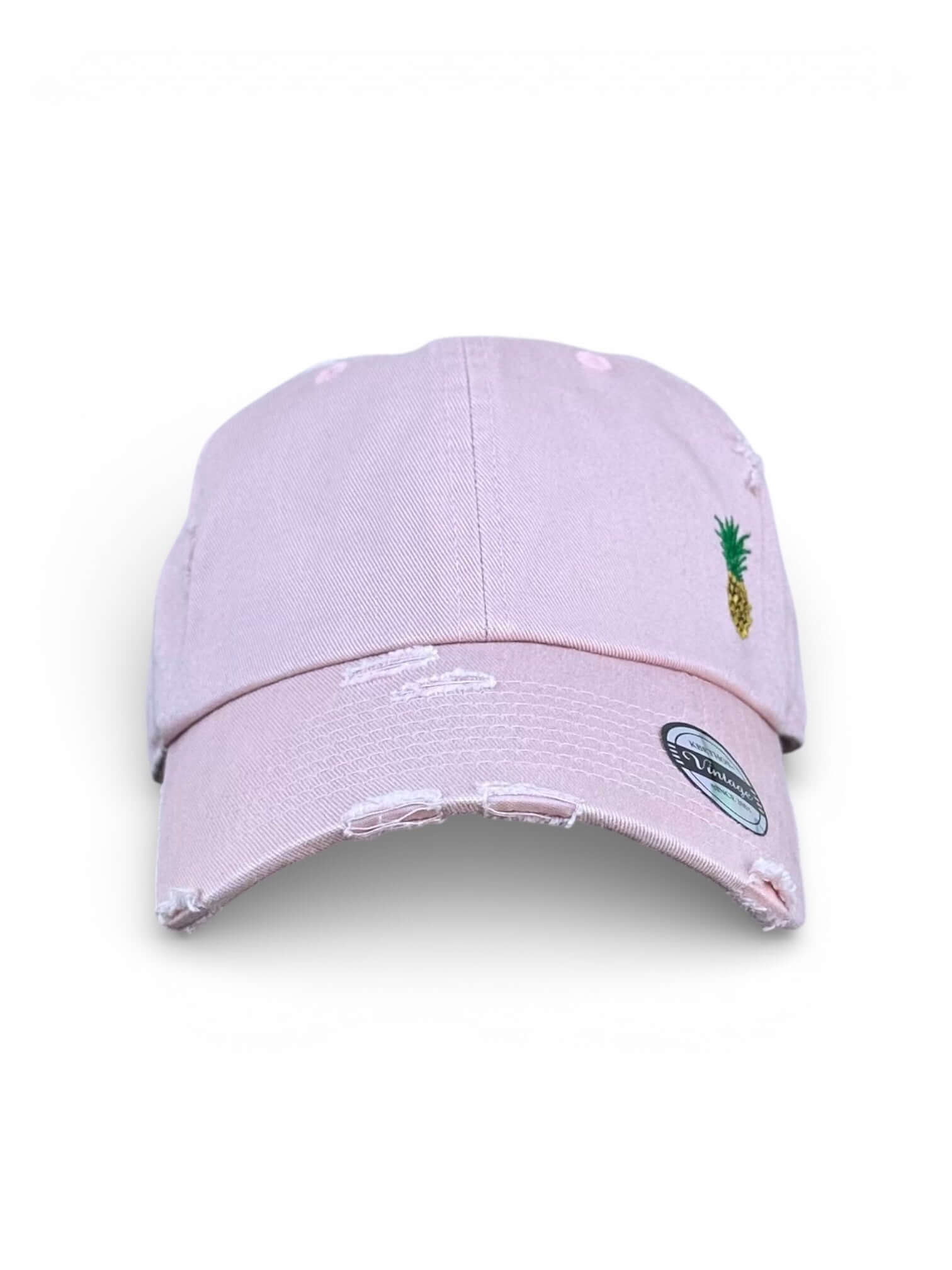 Vintage distressed dad hat with embroidered pineapple, high quality dad hat caps American style