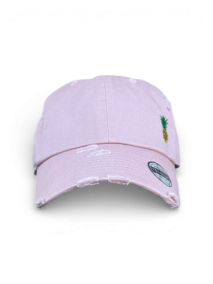 Vintage distressed dad hat with embroidered pineapple, high quality dad hat caps American style