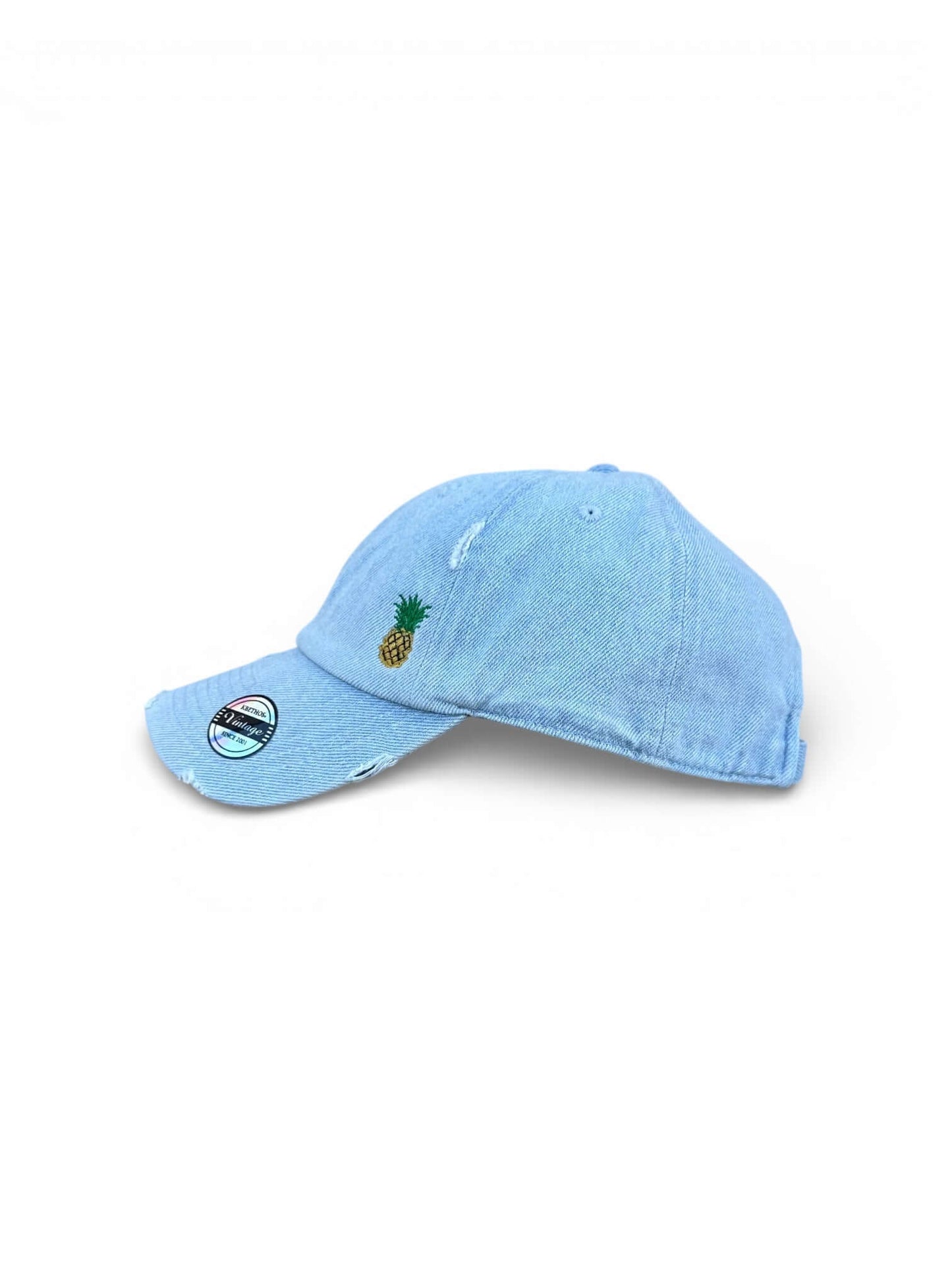 Vintage distressed dad hat with embroidered pineapple, high quality dad hat caps American style