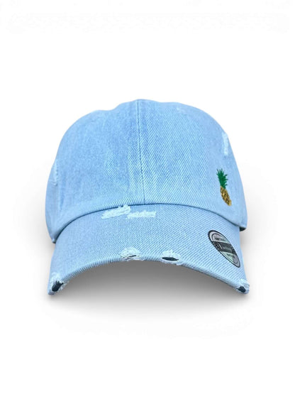 Vintage distressed dad hat with embroidered pineapple, high quality dad hat caps American style