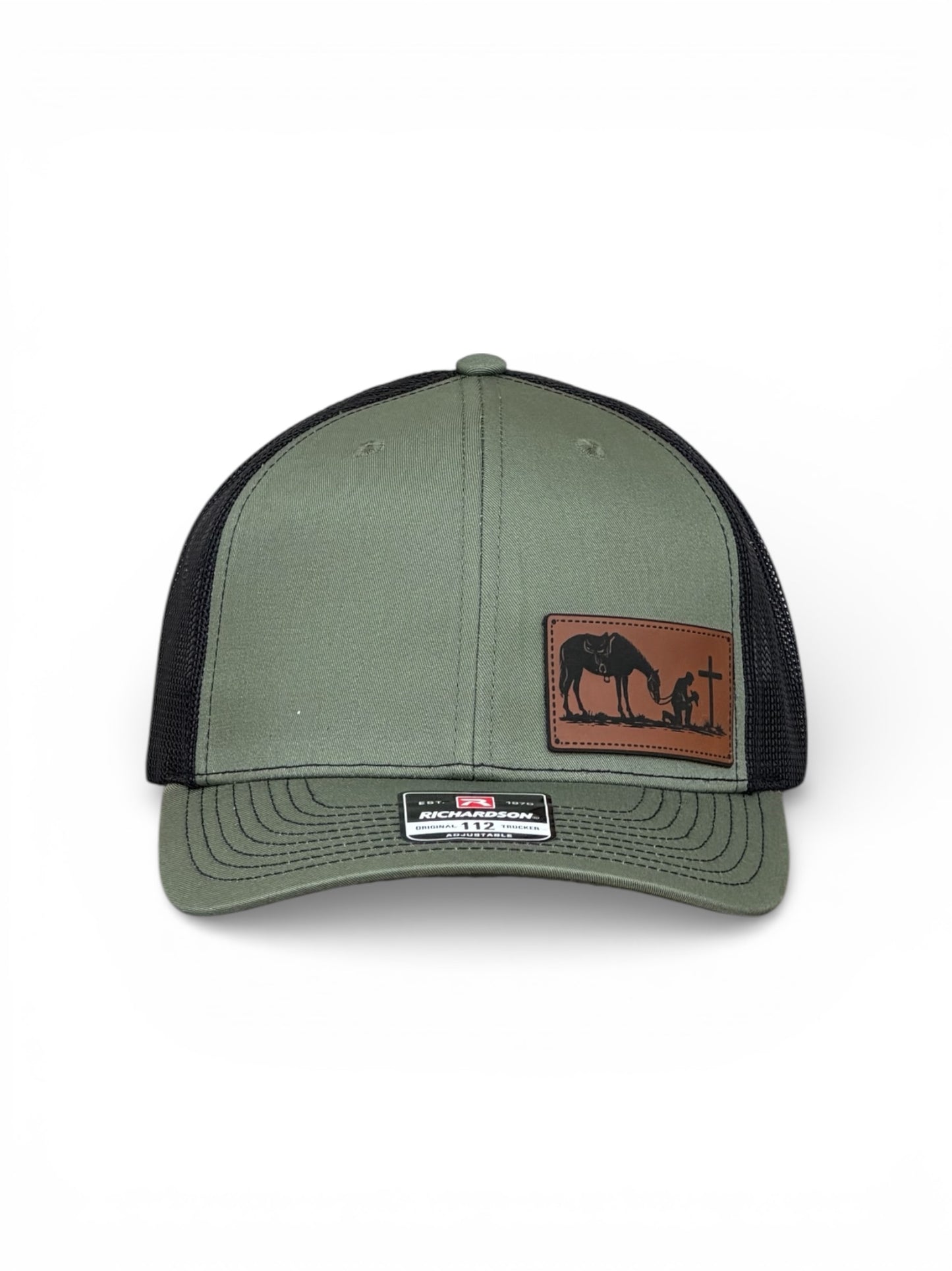Richardson 112 Trucker Hat – Praying Cowboy Leather Patch qorgeous